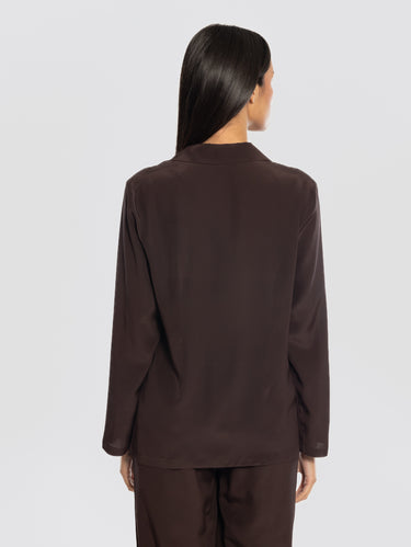 Dark Brown Silk Crepe de Chine Jacket