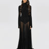 NORMA KAMALI-Abito Lungo con Body e Gonna in Tulle Nero-TRYME Shop
