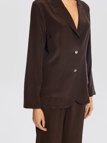 Dark Brown Silk Crepe de Chine Jacket