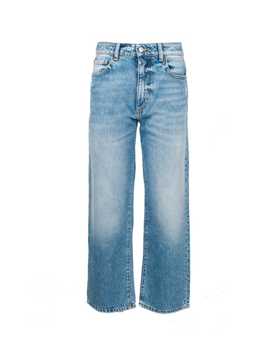 ICON DENIM-Jeans Jill Vita Alta e Gamba Cropped Blu-TRYME Shop