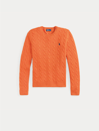 Maglia a Trecce in Misto Cashmere Arancio