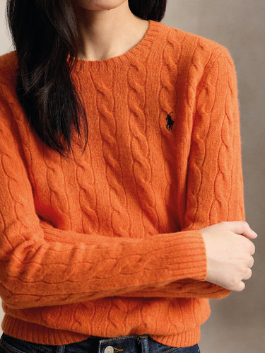 Maglia a Trecce in Misto Cashmere Arancio