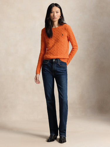 Maglia a Trecce in Misto Cashmere Arancio