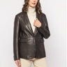 THE JACKIE-Blazer in Pelle con Chiusura ad un Bottone Marrone-TRYME Shop