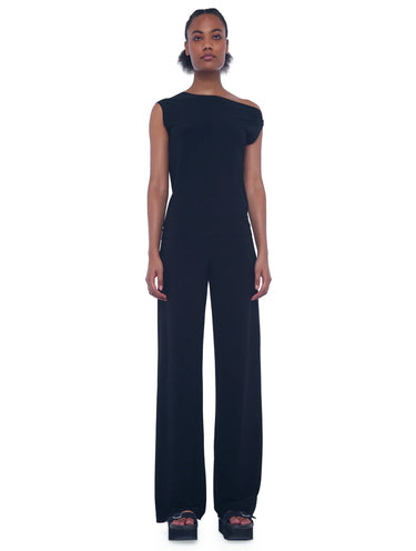 Broek van elastische jersey met hoge taille zwart