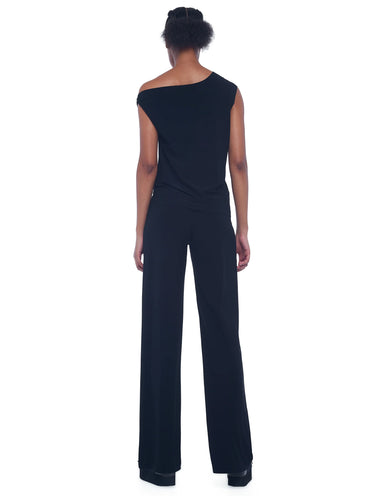 Broek van elastische jersey met hoge taille zwart