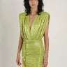SABINA MUSÁYEV-Abito Corto Plissé in Lurex Verde Lime-TRYME Shop