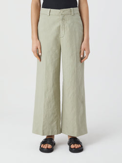 CLOSED-Pantaloni in Lino e Cotone Verde-TRYME Shop