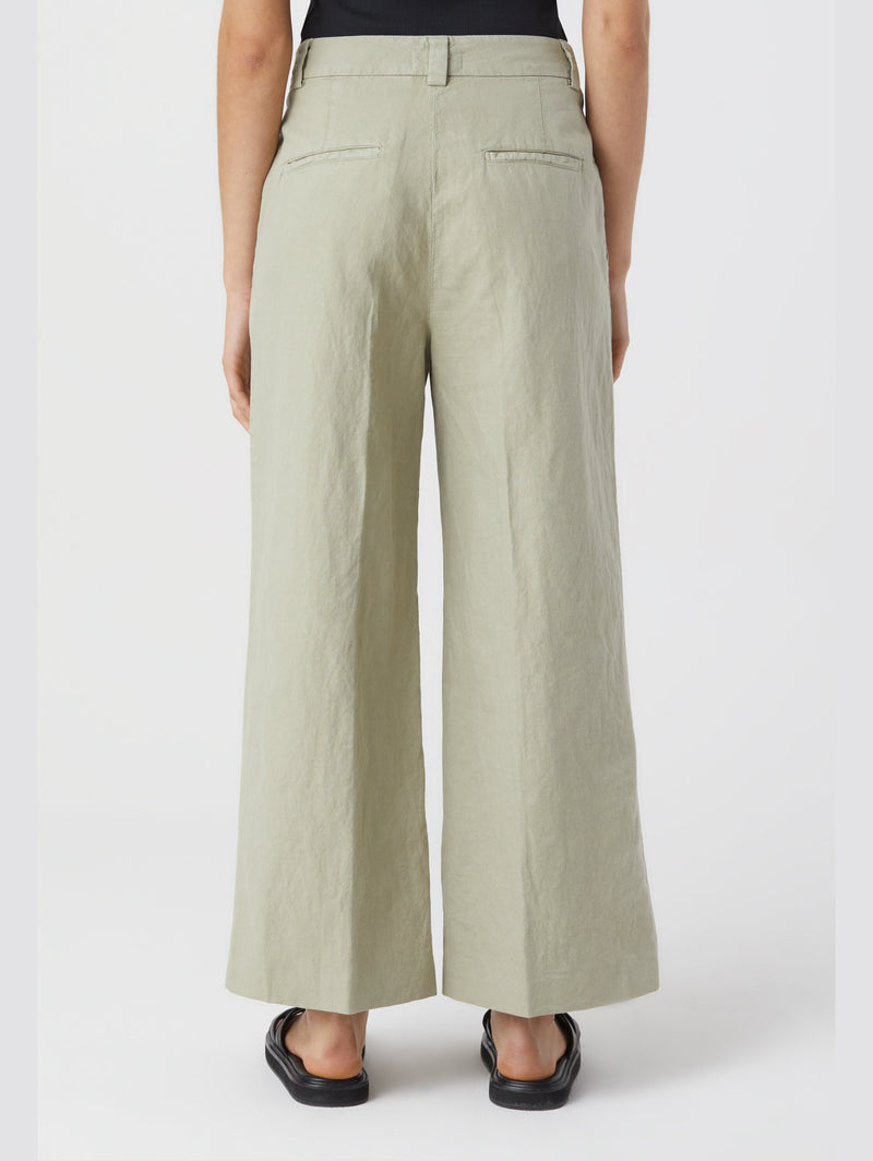 Pantaloni in Lino e Cotone Verde