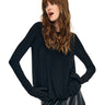 NORMA KAMALI-Top Maniche Lunghe con Pieghe Nero-TRYME Shop