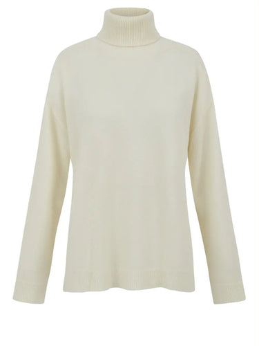 Rollkragenpullover aus Wolle Creme