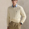 RALPH LAUREN-Maglia a Trecce in Cotone Crema-TRYME Shop