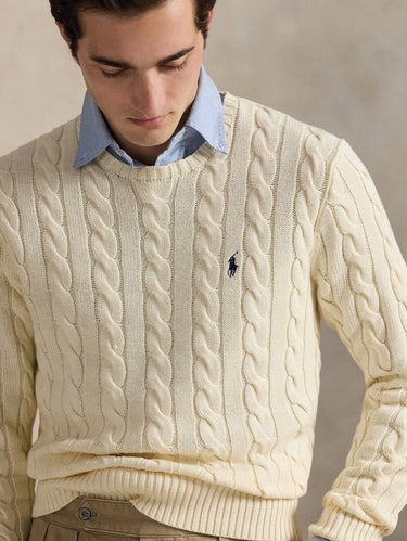 Maglia a Trecce in Cotone Crema