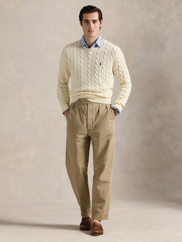 Maglia a Trecce in Cotone Crema