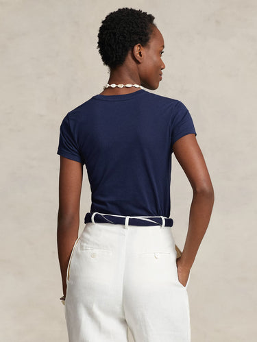 Blauwe Katoenen Ronde Hals T-shirt