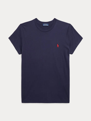 Blauwe Katoenen Ronde Hals T-shirt