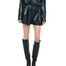 NORMA KAMALI-Shorts in Ecopelle con Pinces Nero-TRYME Shop