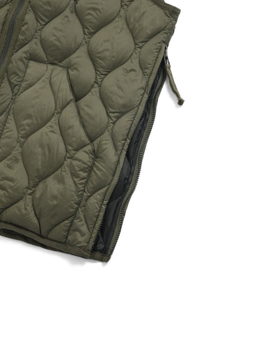 Gilet Leggero con Trapuntatura a Onde Oliva