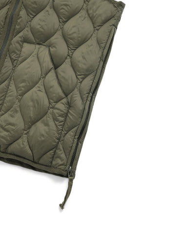 Gilet Leggero con Trapuntatura a Onde Oliva