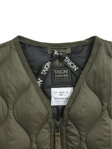 Gilet Leggero con Trapuntatura a Onde Oliva