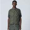 TAION-Gilet Leggero con Trapuntatura a Onde Oliva-TRYME Shop