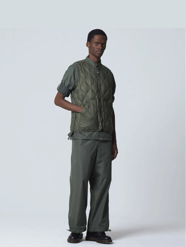 Gilet Leggero con Trapuntatura a Onde Oliva