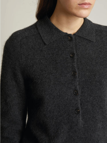 Polo in Maglia Spazzolata Antracite Melange