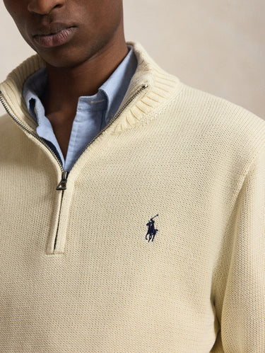Maglia in Cotone con Mezza Zip Crema