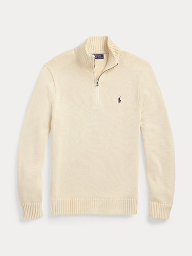 Maglia in Cotone con Mezza Zip Crema