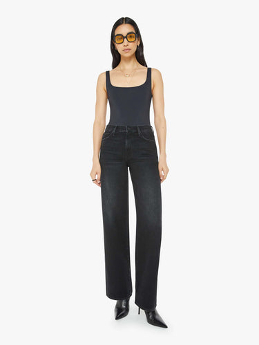 High-Waist-Jeans mit weitem Bein Schwarz