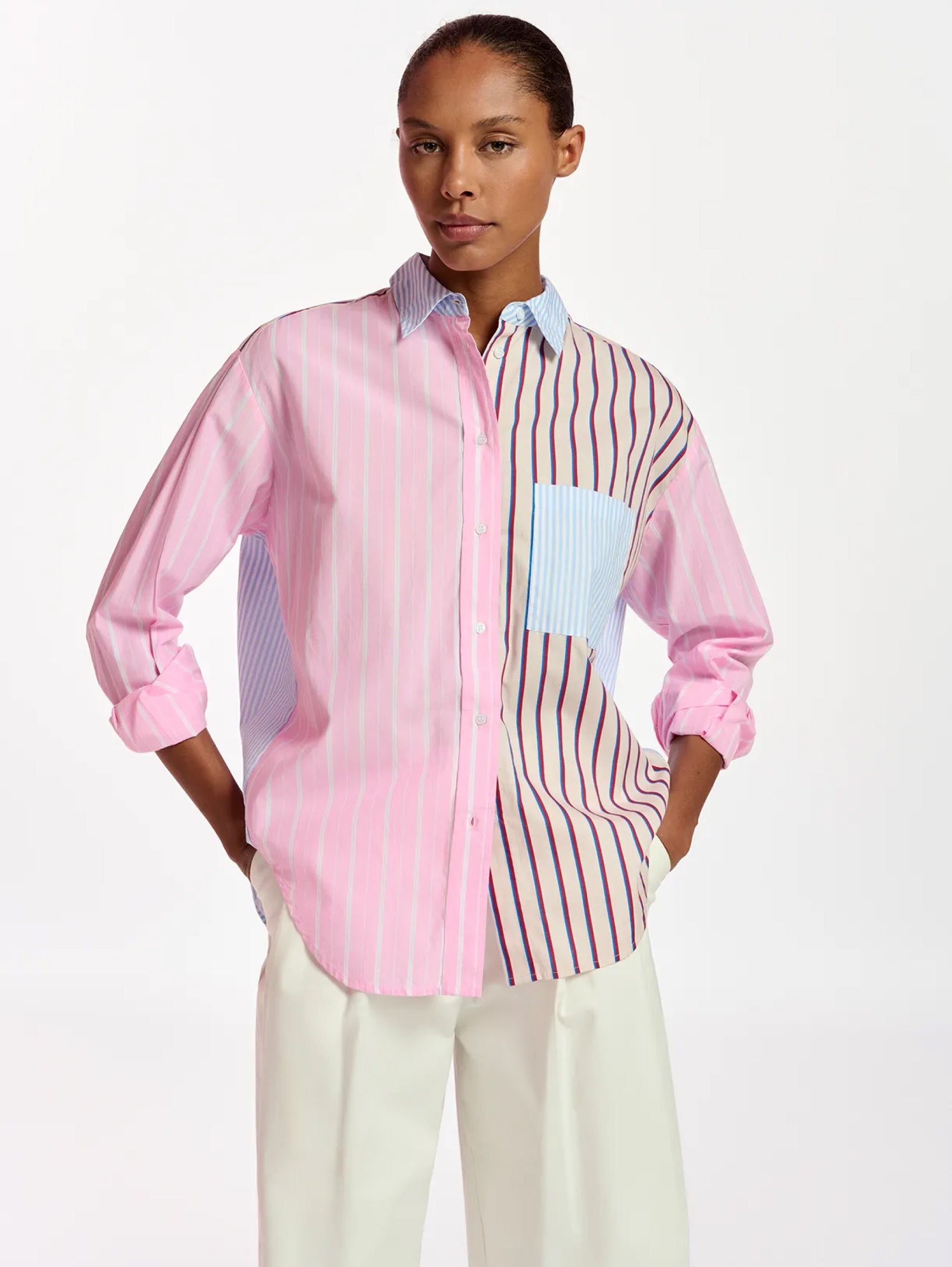 ESSENTIEL ANTWERP-Camicia Oversize a Righe Multicolor-TRYME Shop