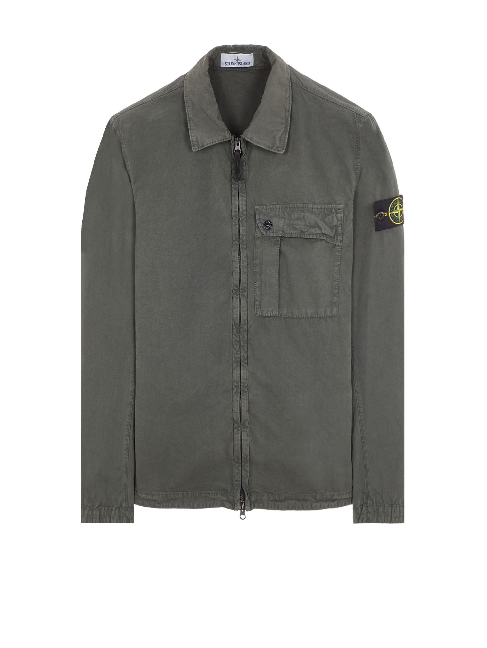 STONE ISLAND Garment-dyed overshirt with old moss effect – TRYME