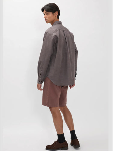 Brown Relaxed Cotton Twill Shorts