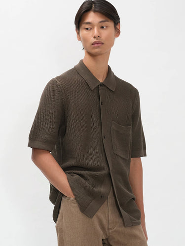 Chemise en coton mercerisé marron