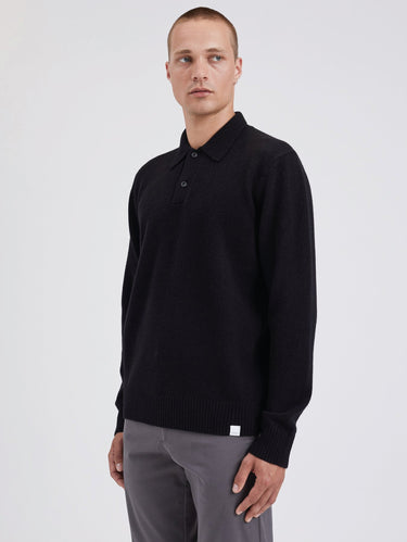 Polo in Merino Wool Knit Black