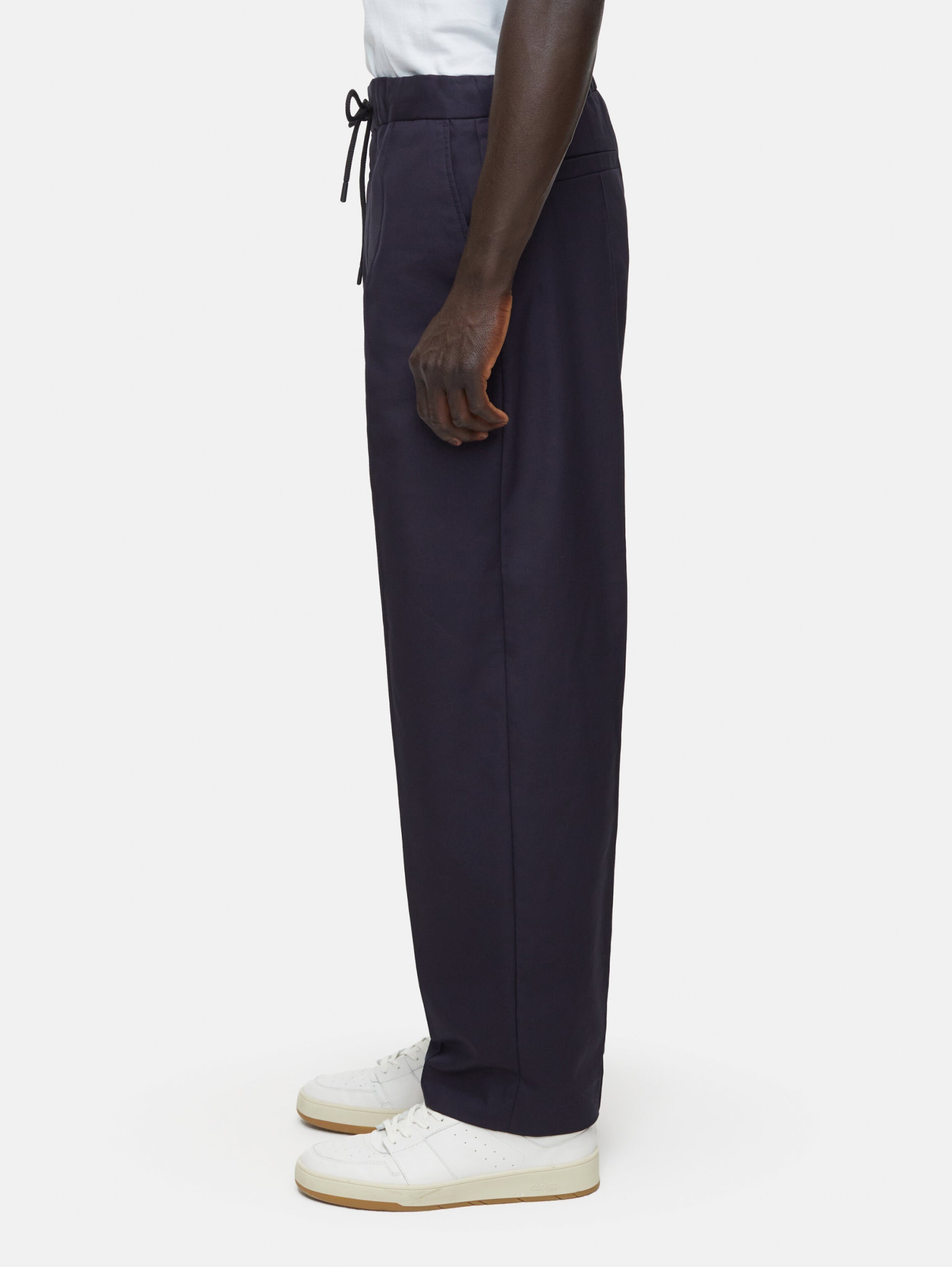 Wide Pants with Drawstring Dark Blue