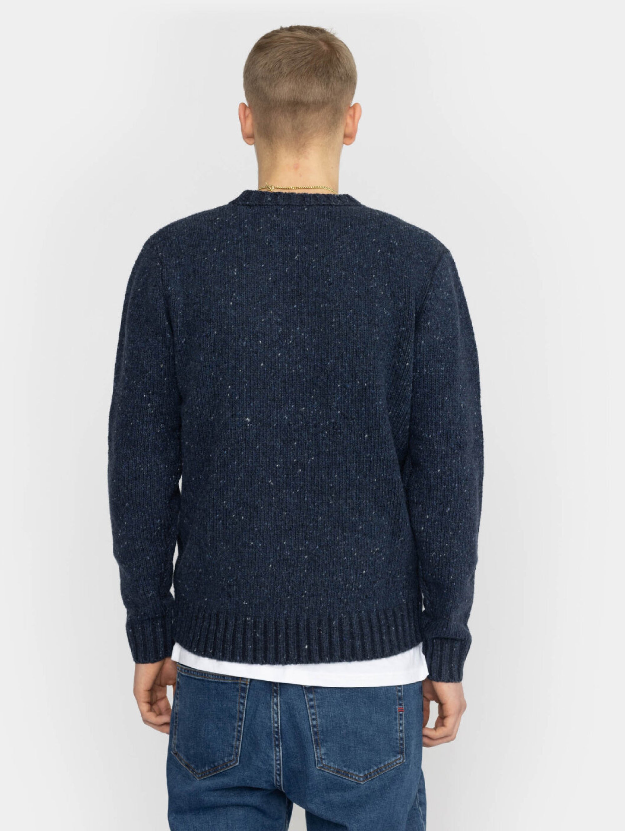 Navy Alpaca Blend Crew Neck Sweater