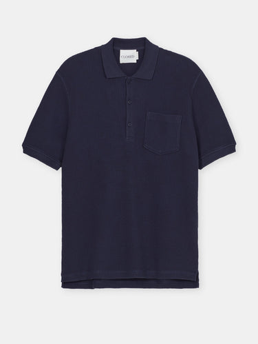Polo en tissu gaufré bleu