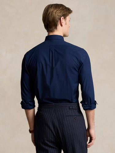 Hemd aus elastischem Popeline in Navyblau
