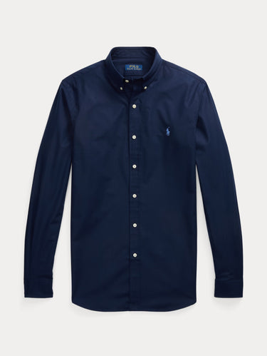 Hemd aus elastischem Popeline in Navyblau