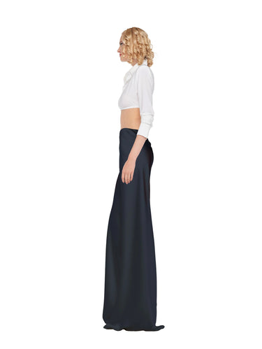 Broek met hoge taille van satijn Zwart