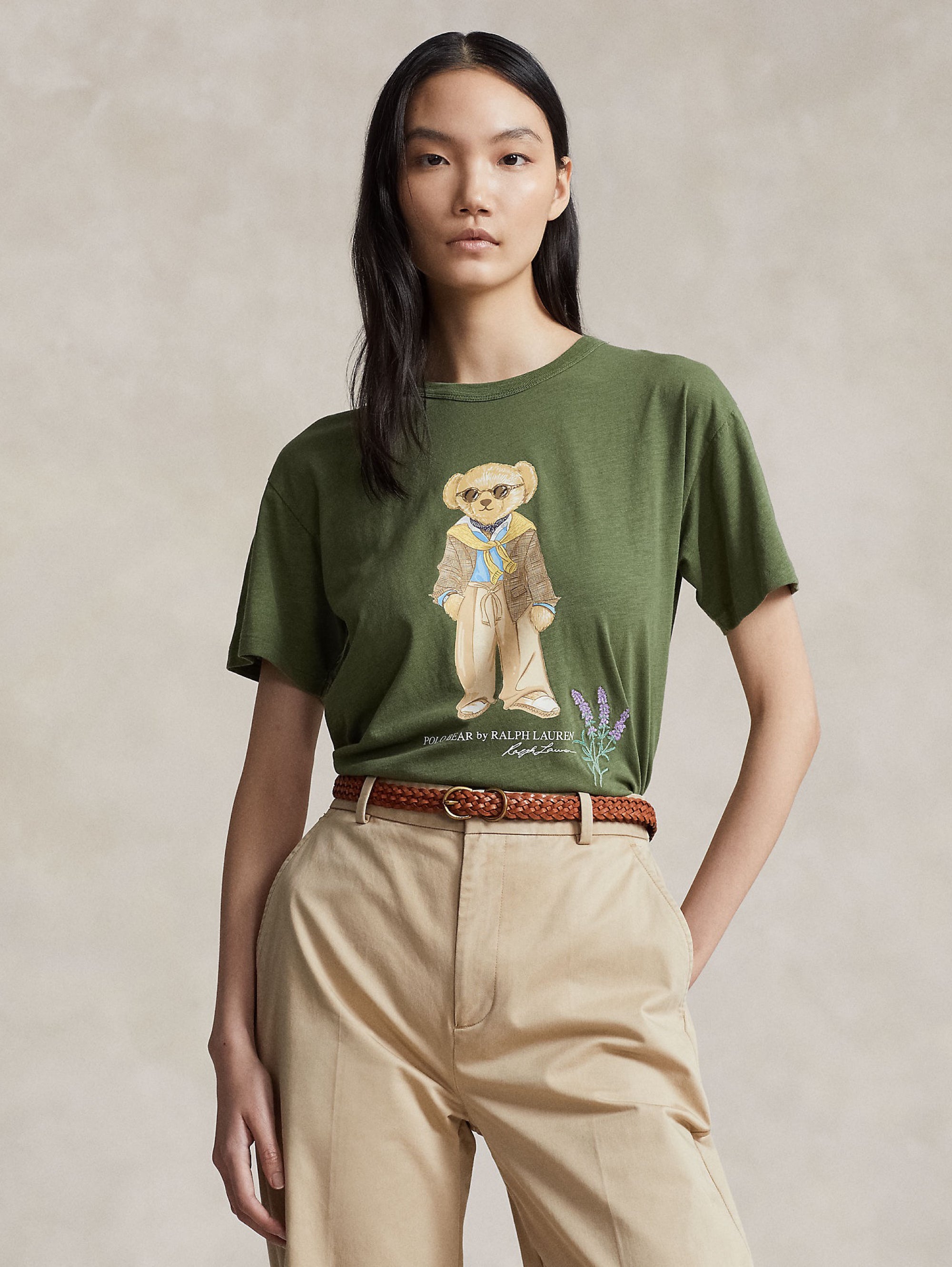 RALPH LAUREN-T-shirt con Stampa Polo Bear Verde-TRYME Shop