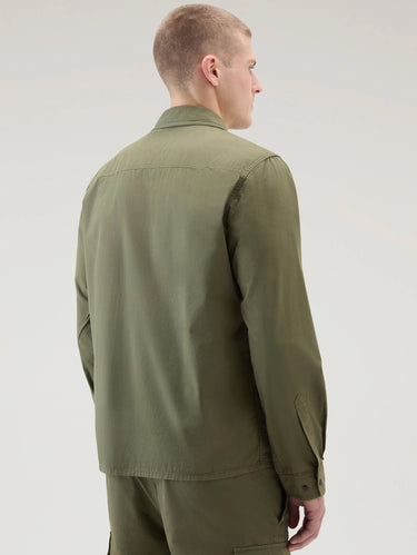 Olijfgroene overshirt jas van katoen