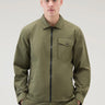 WOOLRICH-Giacca Over Shirt in Cotone Oliva-TRYME Shop