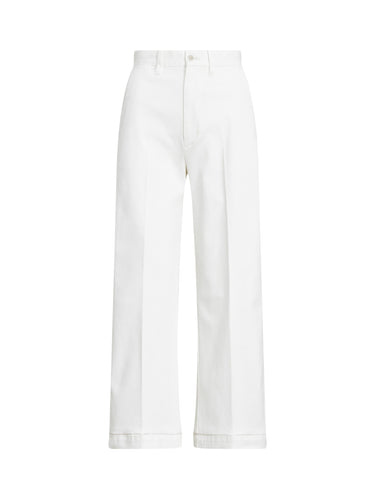 Korte Katoenen Twill Broek Wit