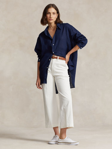Korte Katoenen Twill Broek Wit