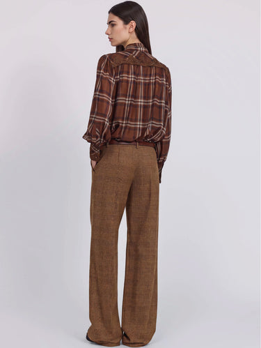 Pantaloni Sartoriali in Principe di Galles Cammello/Moro