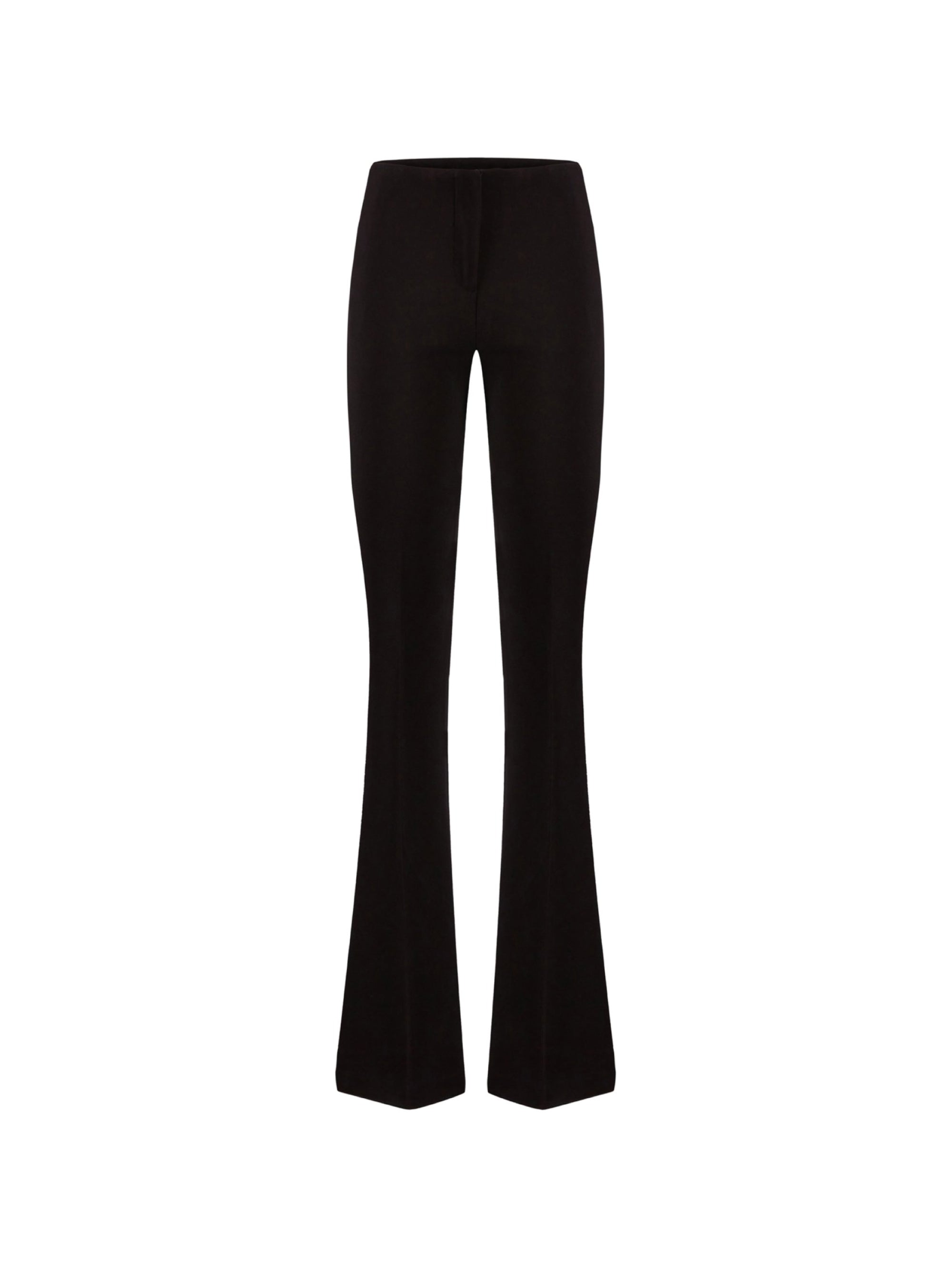 Flared Trousers in Black Crepe Stitch Fabric