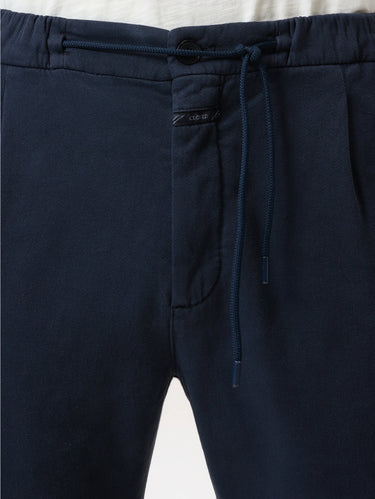 Hose mit Kordelzug aus blauem Baumwollsatin