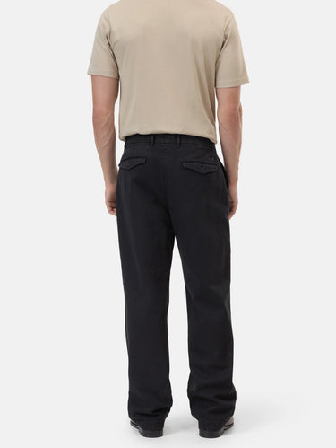 Hoch taillierte Baumwoll-Twill-Hose in Schwarz